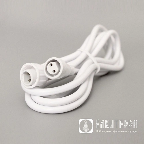 Удлинитель 2 м для гирлянд, 2 pin, цвет провода: белый